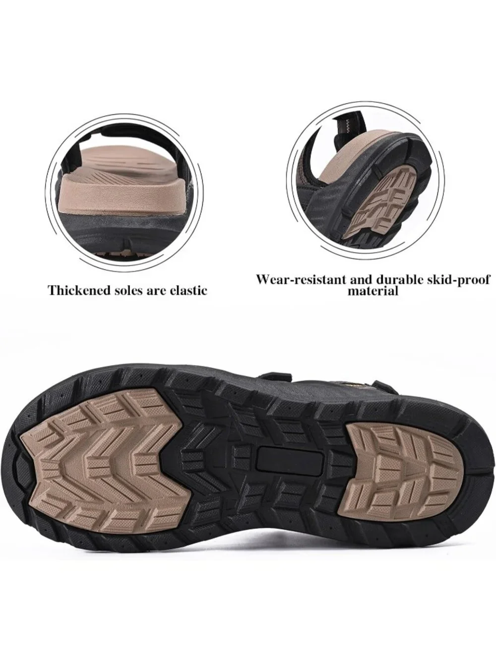 Men's Brown Hiking Sandals With Arch Support Casual Rubber Athletic Shoes